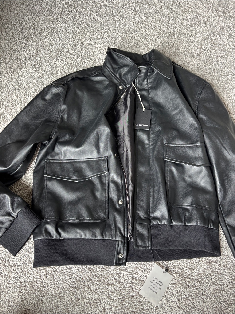 All The Ways Women's Black Leather Flight Jacket
